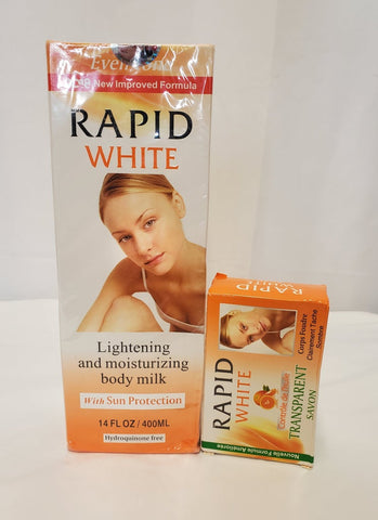 Rapid White Lightening and Moisturizing Body Milk 400mls and Soap