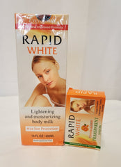 Rapid White Lightening and Moisturizing Body Milk 400mls and Soap