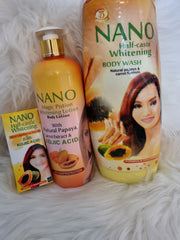 NANO Magic Potion Whitening Lotion With Natural Papaya Carrot Extract Kojic Acid Whitening Serum and White Natural Papaya & Carrot Soap  Plus Glutathione Bath