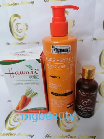 Copy of EGYPTIAN CARROT MAGIC WHITENING LOTION , SERUM and HAWAII CARROT SOAP