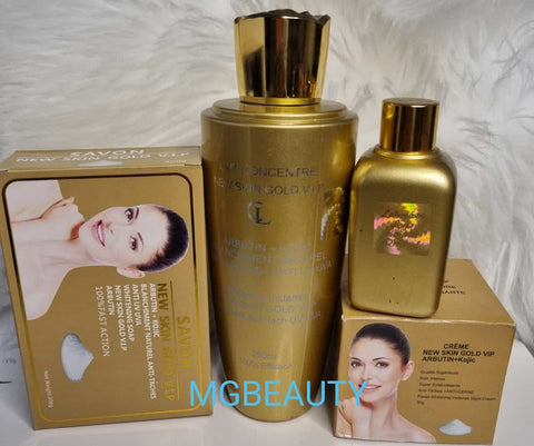 NEW SKIN GOLD VIP ARBUTIN+KOJIC L-Glutathione lotion, facecream,Serum and Soap