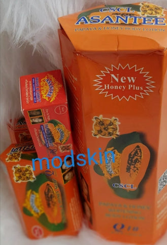 Asantee Papaya and Honey Herbal Whitening Body Lotion+ Face Cream + Soap