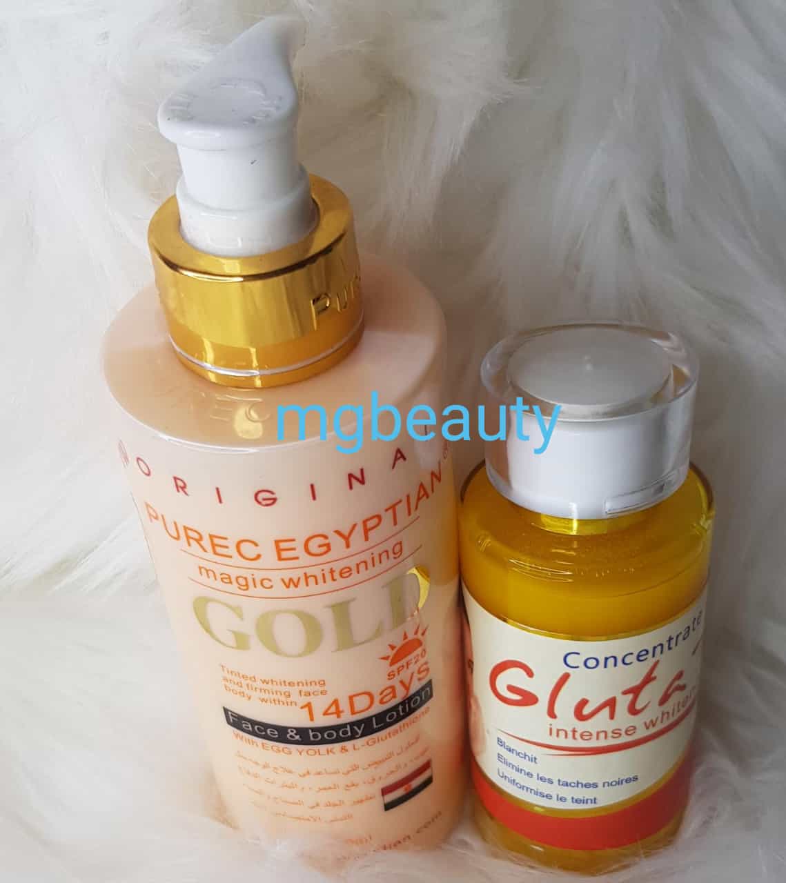 PUREC EGYPTIAN GOLD WHITENING LOTION and Concentrated Serum Glut – MGbeauty Place