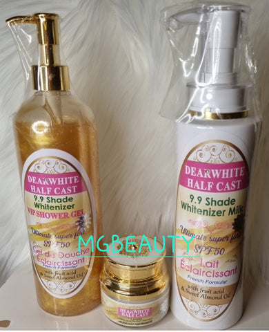 Dear White Half cast whitenizer body milk super strong 500ml and Whitenizer VIP Shower gel 500ml and Facecream