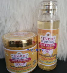 EVOB XX EXCLUSIVE SUPER WHITENING & GLOWING BODY TALKING OIL WITH FRUIT ACID AND COLLAGEN 350ML and EXFOLATING MOLATO SOAP 500MLS