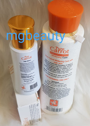 Pure Carrot Gold Whitening care Kojic Acid +Carrot oil Basse balance Lotion +Serum + soap