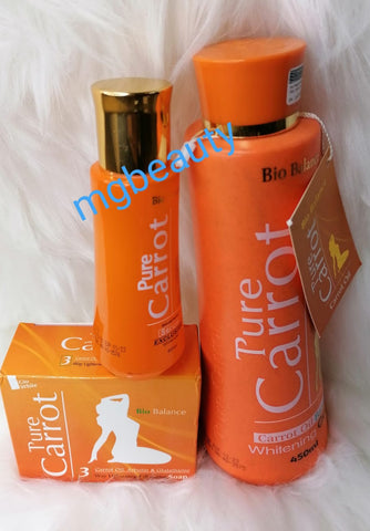 Pure Carrot Gold Whitening care Carrot oil Basse balance Lotion +Serum + soap