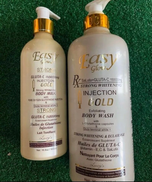 Easy Glow strong whitening body lotion 500ml. Gluta C 150000mg. and Body Wash