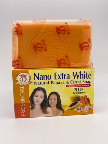 Nano Extra White Natural Papaya & Carrot Soap  Plus Glutathione 160g